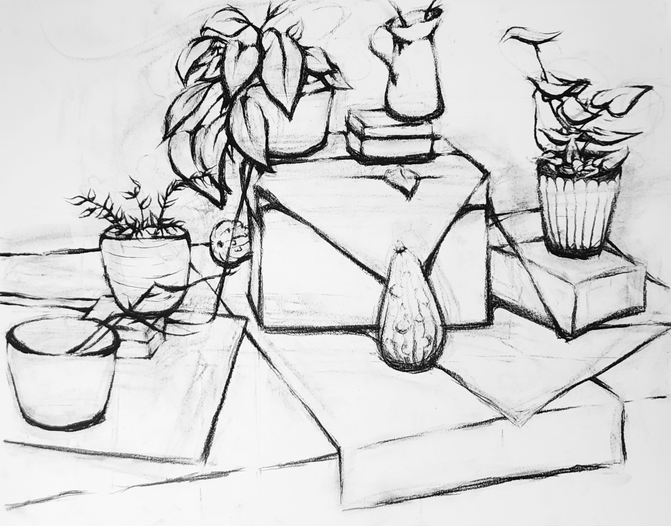 completed still life w line weight